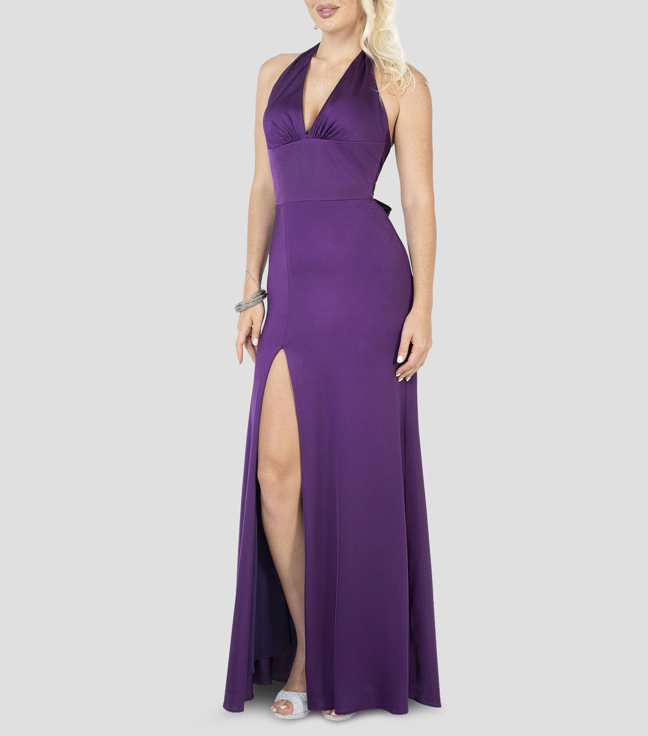Vestido de fiesta largo liso Mujer